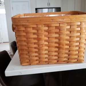 Longaberger 1999 Newspaper Slant Basket with Divided Protector Leather Handles